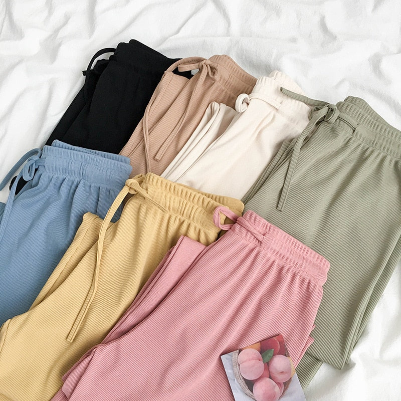 Korean Spring Summer Drawstring Women Pants